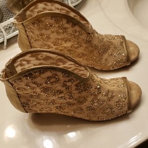 Gold Mesh Glitter Kitty Kat Booties